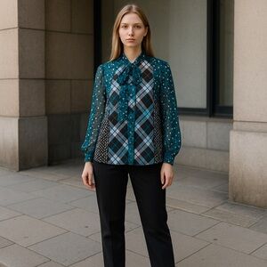 ❄️ Cato | Sheer Mixed Print Top Deep River Various Sizes Available